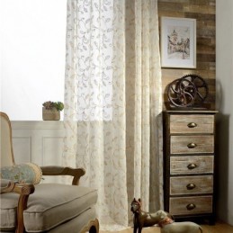 Embroidered Leaf Tulle Curtain Made to Measure Curtain Modern Voile Gauze Curtains