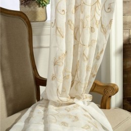 Embroidered Leaf Tulle Curtain Made to Measure Curtain Modern Voile Gauze Curtains