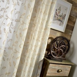 Embroidered Leaf Tulle Curtain Made to Measure Curtain Modern Voile Gauze Curtains