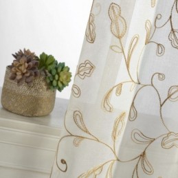Embroidered Leaf Tulle Curtain Made to Measure Curtain Modern Voile Gauze Curtains