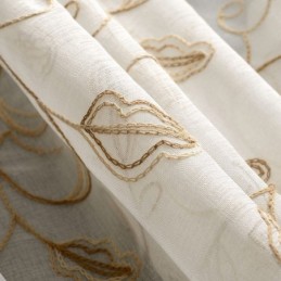 Embroidered Leaf Tulle Curtain Made to Measure Curtain Modern Voile Gauze Curtains