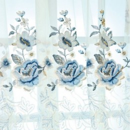 Luxury Tulle Curtain Made to Measure Curtain Floral Embroidered Voile For Living Room