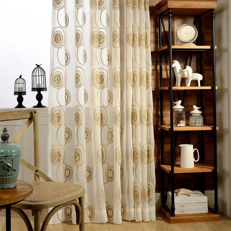 Circle Embroidery Sheer Curtains For Living Room Bedroom