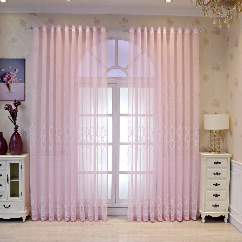 Luxury Window Sheer Gemetric Embroidered Screen High Grade Tulle Made to Measure Curtain