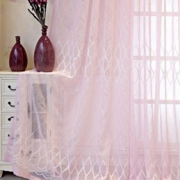 Luxury Window Sheer Gemetric Embroidered Screen High Grade Tulle Made to Measure Curtain