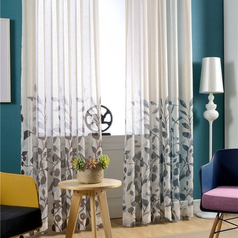 Leaves Printed Curtain Made to Measure Curtain Tulle Sheer For Living Room Bedroom