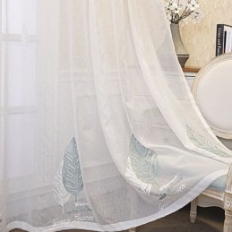 Decorative Window Screens Leaf Embroidered Tulle Curtains For Bedroom