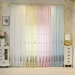Decorative Window Screens Leaf Embroidered Tulle Curtains For Bedroom