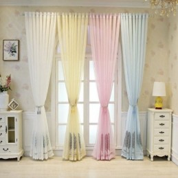 Decorative Window Screens Leaf Embroidered Tulle Curtains For Bedroom