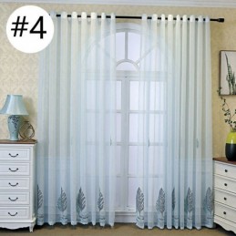 Decorative Window Screens Leaf Embroidered Tulle Curtains For Bedroom