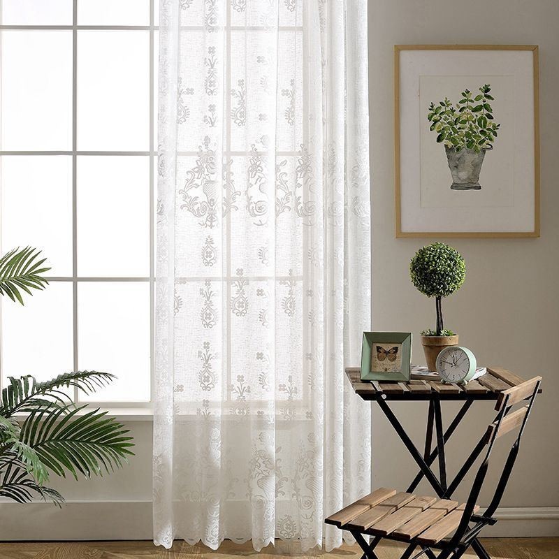 Embroidered Floral Tulle Screen Curtain Made to Measure Curtain Luxury Sheer Voile Blind Drapes
