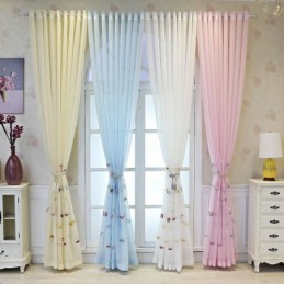 Decorative Window Screen Fish Embroied Sheer Curtain Made to Measure Curtain For Living Room