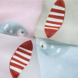 Decorative Window Screen Fish Embroied Sheer Curtain Made to Measure Curtain For Living Room