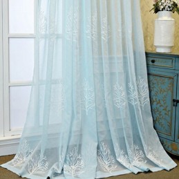 Decorative Window Screen Plant Printed Embroied Sheer Curtain Made to Measure Curtain For Living Room