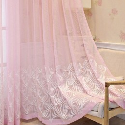 Luxury Window Sheer Fan Embroidered Screen High Grade Tulle Made to Measure Curtain