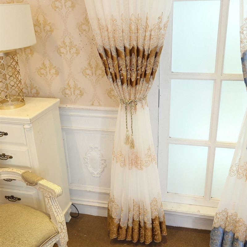 European Curtain Made to Measure Curtain Sheer Embroidered Window Screen For Living Room Bedroom