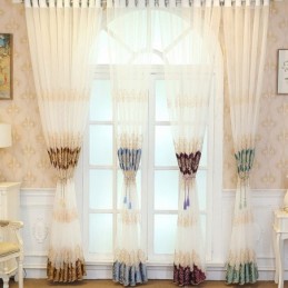 European Curtain Made to Measure Curtain Sheer Embroidered Window Screen For Living Room Bedroom