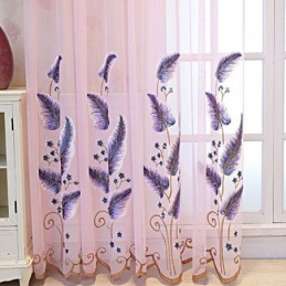 Decorative Window Screen Leaf Embroied Sheer Curtain Made to Measure Curtain For Living Room