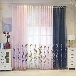 Decorative Window Screen Leaf Embroied Sheer Curtain Made to Measure Curtain For Living Room