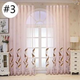 Decorative Window Screen Leaf Embroied Sheer Curtain Made to Measure Curtain For Living Room