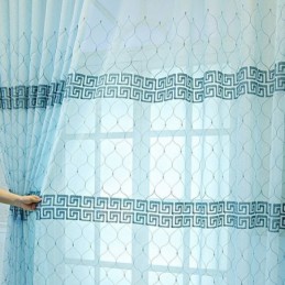 Luxury Window Sheer Gemetric Embroidered Screen High Grade Tulle Made to Measure Curtain