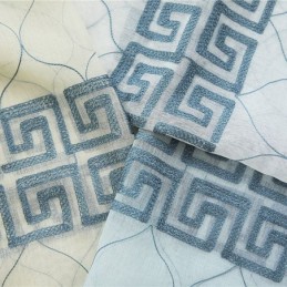 Luxury Window Sheer Gemetric Embroidered Screen High Grade Tulle Made to Measure Curtain