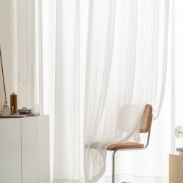 Modern Embroidered Sheer Voile Curtains Striped Tulle Curtain Made to Measure Curtain For Living Room