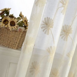 Luxury Embroidered Leaves Tulle Sheer Curtain Made to Measure Curtain For Living Room Bedroom