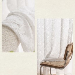 White Sheer Voile Curtains Embroidery Window Drapes For Bedroom