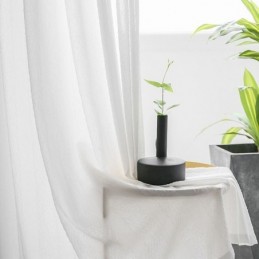 White Sheer Curtains Pleated Crinkled Window Panels