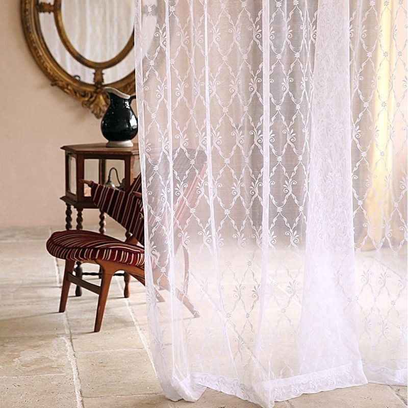 Embroidery Tulle Curtain Made to Measure Curtain European Sheer Voile For Living Room