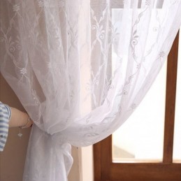 Embroidery Tulle Curtain Made to Measure Curtain European Sheer Voile For Living Room
