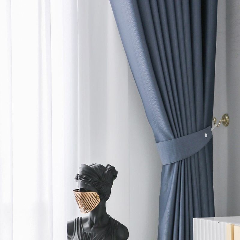 New Luxury Design Blackout Silk Cotton Curtains Solid Color Bedroom