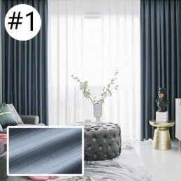 New Luxury Design Blackout Silk Cotton Curtains Solid Color Bedroom