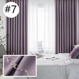 New Luxury Design Blackout Silk Cotton Curtains Solid Color Bedroom