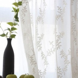 White Sheer Curtain Made to Measure Curtain Embroidery Tulle For Living Room Bedroom