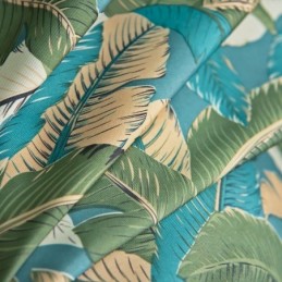 Cotton Linen Curtains American Style Banana Leaf Printed
