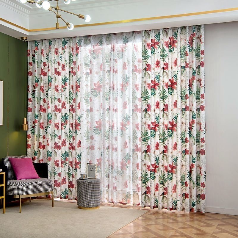 Curtains American Style Plant Printed