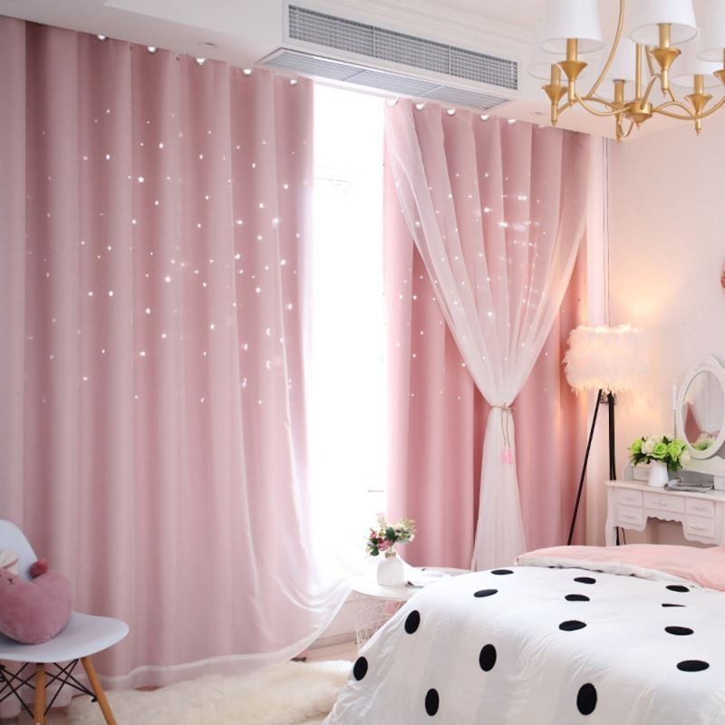 Fresh Max Blackout Curtain Made to Measure Curtain Hollow Star With Sheer Kids Room