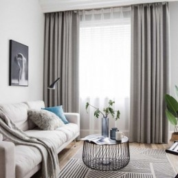 Solid Grey Blackout Curtain Made to Measure Curtain Modern Simple Living Room Bedroom Fabric