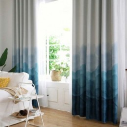 Blue Fog Printed Curtain Made to Measure Curtain Modern Simple Blackout Living Room Bedroom Kid's Fabric