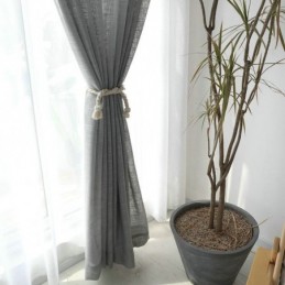 Grey Sheer Curtain Made to Measure Curtain Breathable Solid Color Voile Living Room Bedroom
