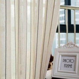 Nordic Simple Sheer Curtain Made to Measure Curtain Stripes Jacquard Environment Protective Linen Blended Fabric