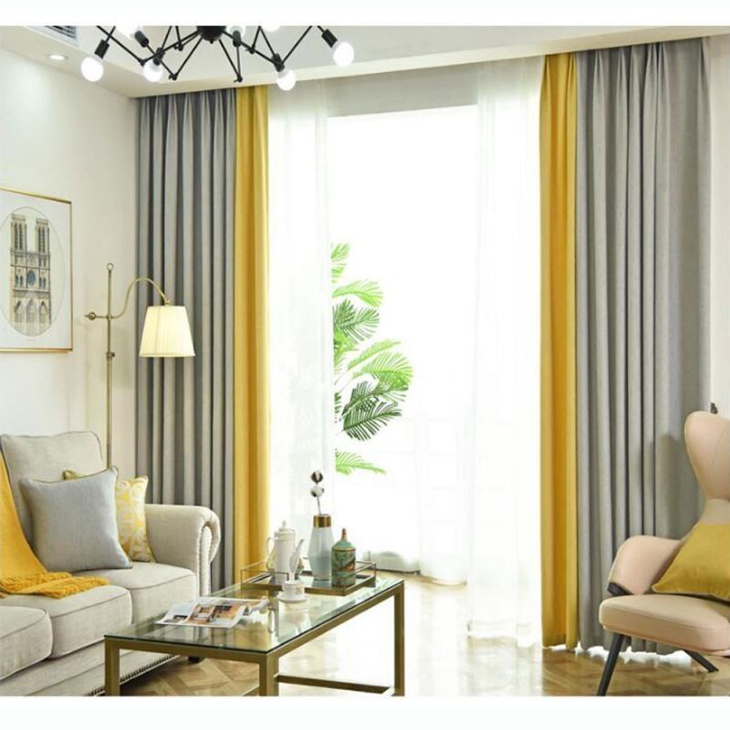 Double Colors Splicing Curtain Made to Measure Curtain Modern Simple Semi Blackout Living Room Bedroom Fabric