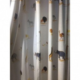 Beige Cartoon Pattern Curtain Made to Measure Curtain Lion Giraffe Elephant Children’s Room Curtains