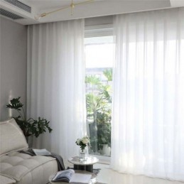 Solid White Sheer Curtain Made to Measure Curtain Modern Simple Living Room Bedroom Study Fabric