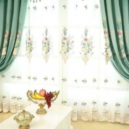Breathable Embroidery Sheer Curtain Made to Measure Curtain American Luxury Window Treatment