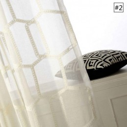 Honeycomb Embroidery Sheer Curtain Made to Measure Curtain American Abstract Living Room Bedroom Fabric