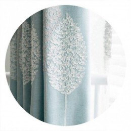 Nordic Curtain Made to Measure Curtain Cotton Linen Minimalist Leaf Embroidery