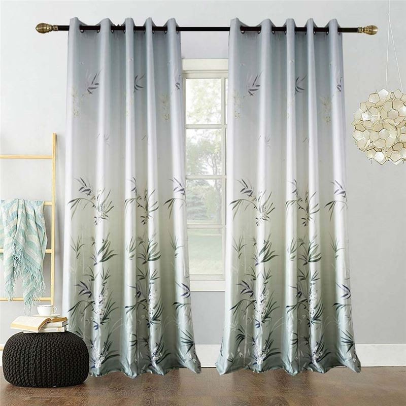 Green Bamboo Curtain Made to Measure Curtain Modern Printing Semi Blackout Living Room Bedroom Kid's